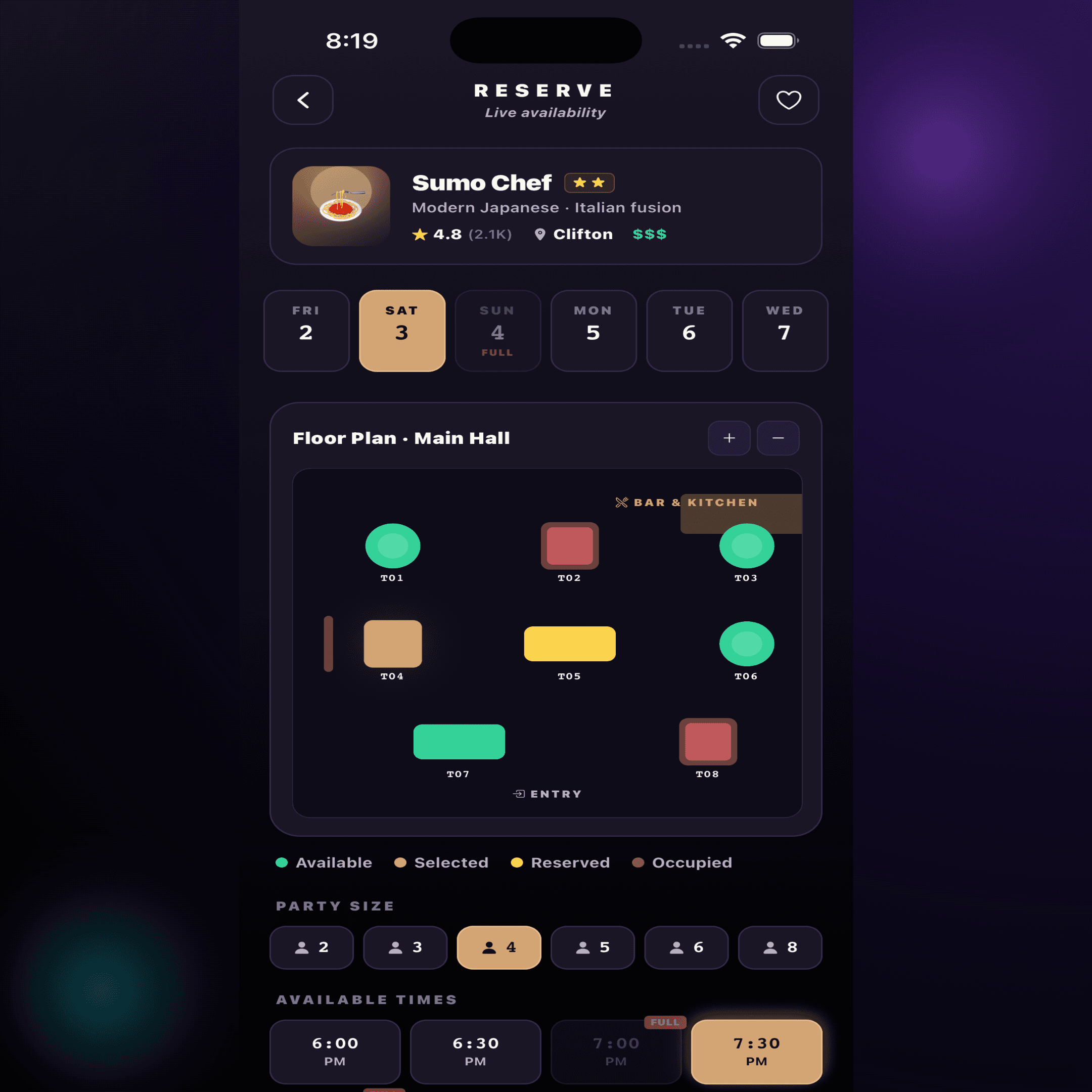 Restaurant Floor Plan UI in React Native Skia — Neon Glow + GPU Canvas